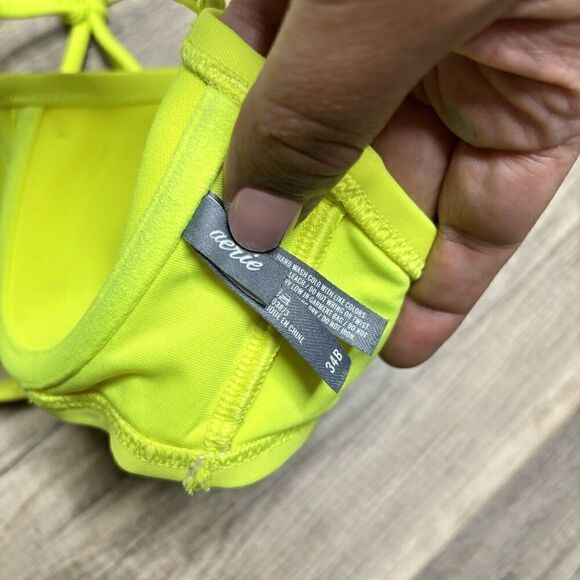 Aerie yellow floral twist bikini underwire halter top Bridget NEON 34B - Picture 4 of 8